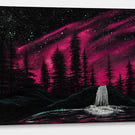 Pink Aurora Skies Large A3 box canvas wall art Pink wall art Northern light Art