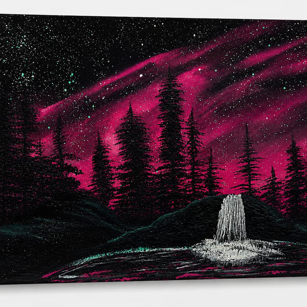 Pink Aurora Skies Large A3 box canvas wall art Pink wall art Northern light Art