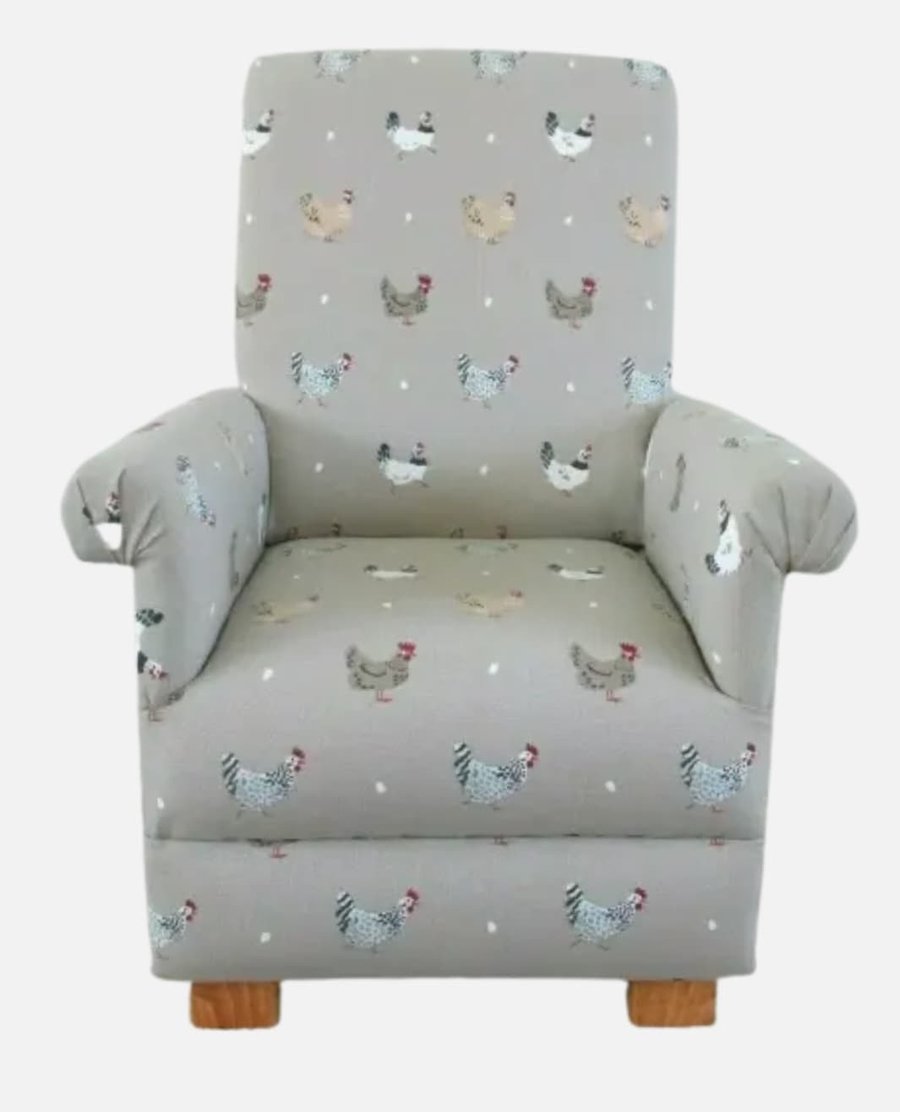 Sophie Allport Lay A Little Egg Fabric Adult Armchair Chair Accent Chickens Hens