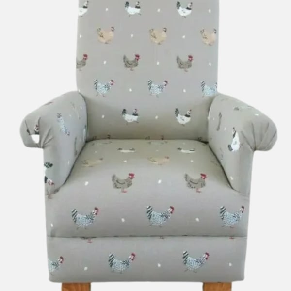 Sophie Allport Lay A Little Egg Fabric Adult Armchair Chair Accent Chickens Hens