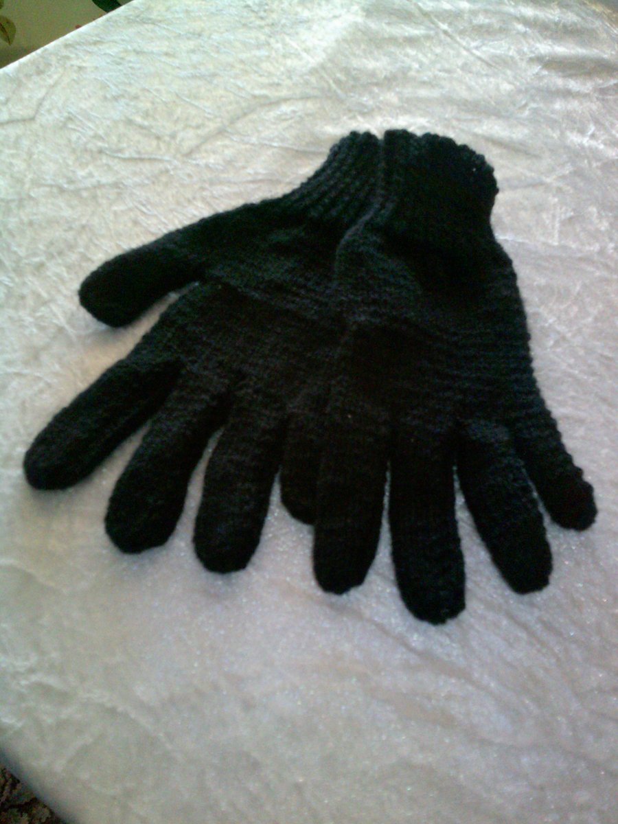 Black Adult Size Gloves
