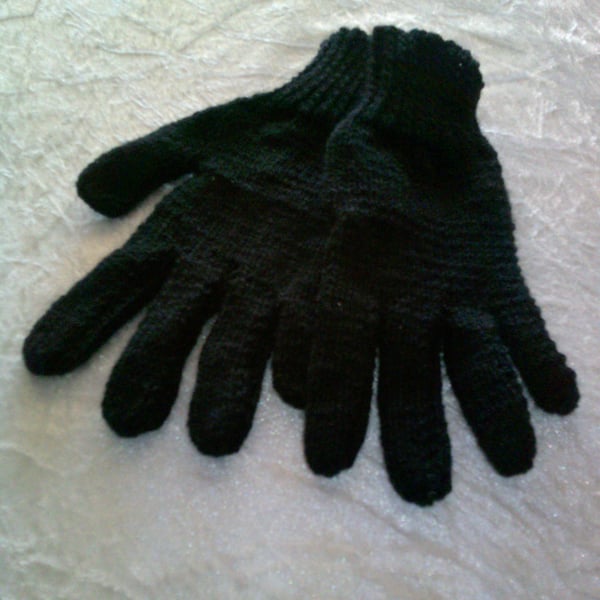 Black Adult Size Gloves