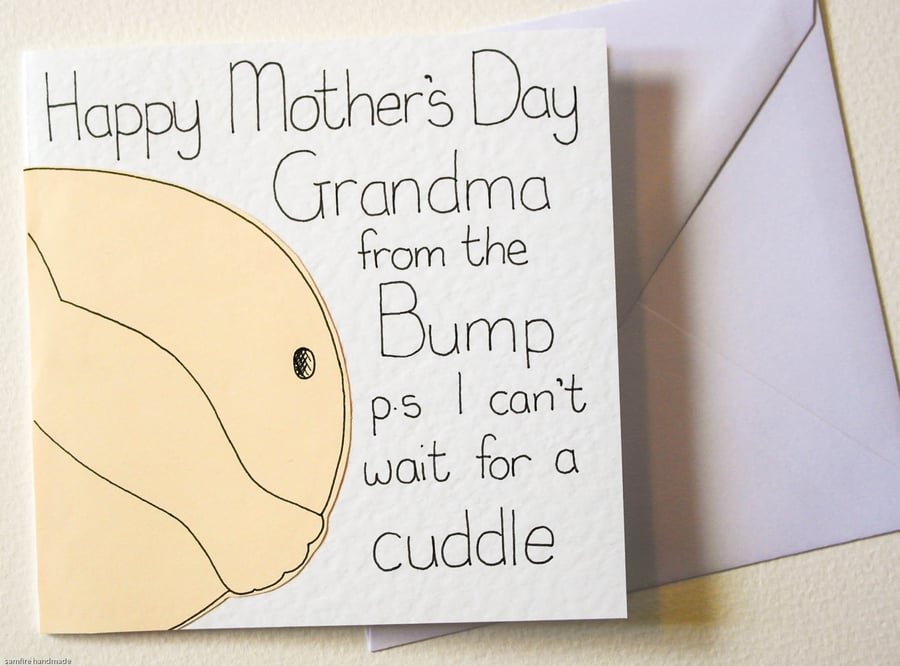 Mothers day card for Grandma, Card for Nanny from the bump, Greeting card, Nanny