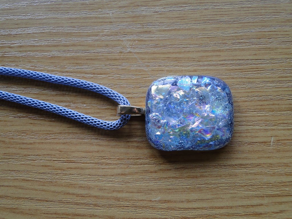 Dichroic glass pendant  - Blue sparkling fused glass