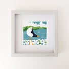 Oystercatcher foraging at low tide, original Giclee print