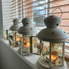 SALE ITEM! Tea-light lantern with decorated glass panels
