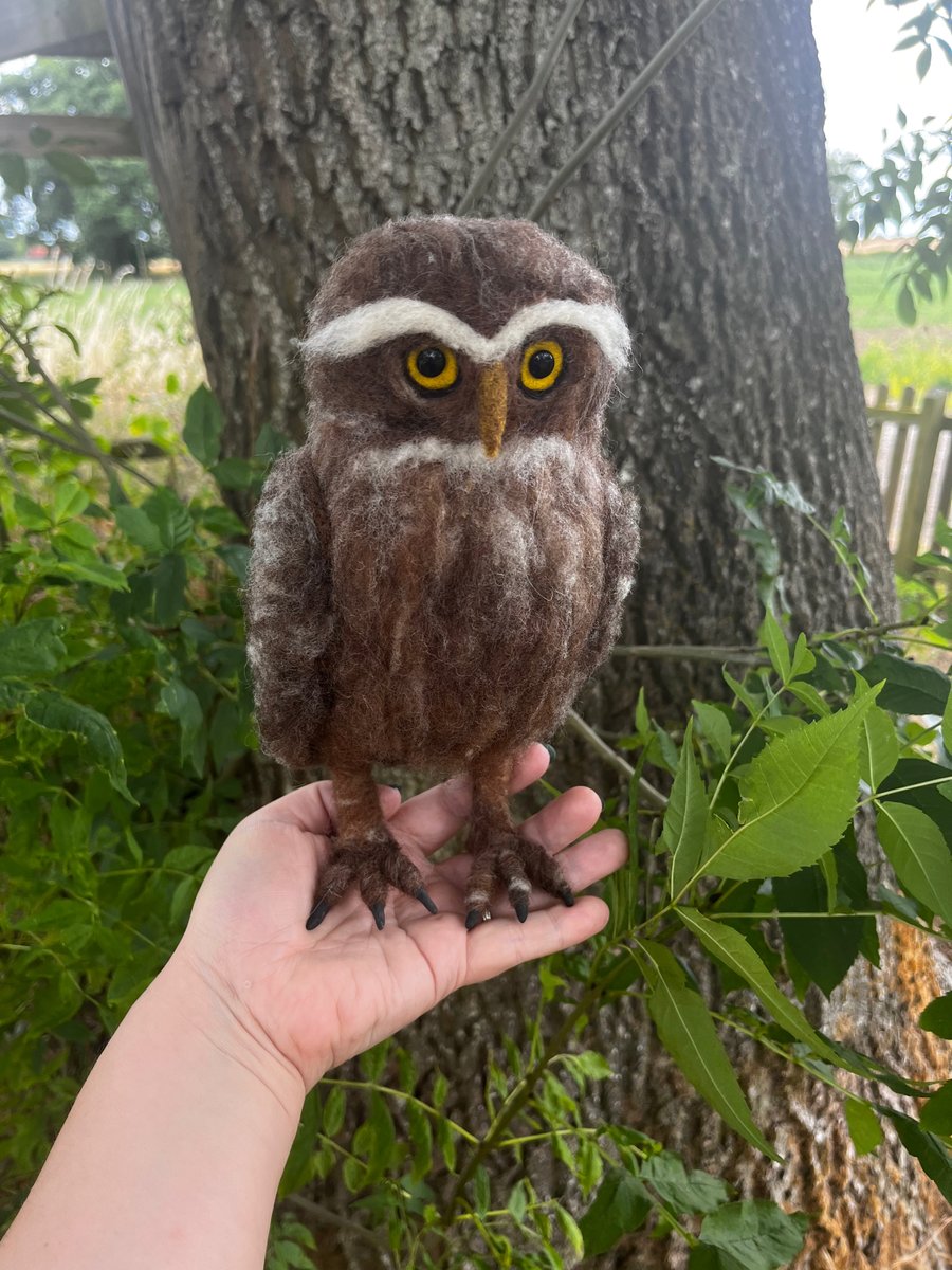 Ollie - Needle Felted Little Brown Owl - handmade countryside gift - decoration 