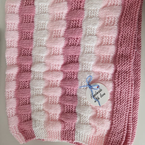 Striped Baby Blanket in Pinks
