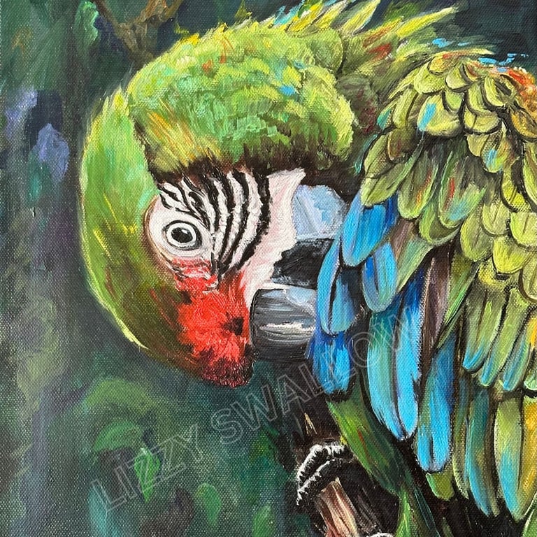 Parrot on a branch. Original artwork