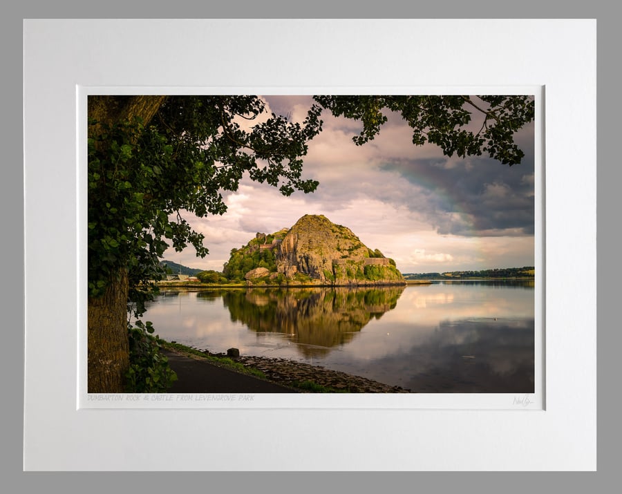 Dumbarton Rock & Castle from Levengrove Park - A3 (50x40cm) Unframed Print