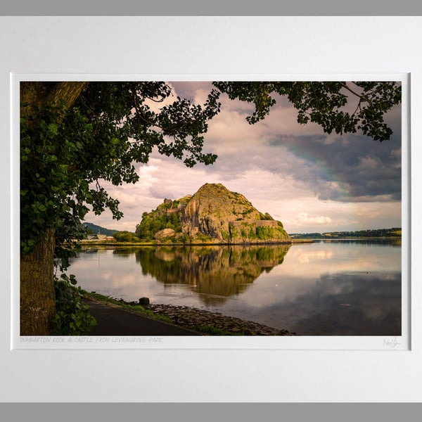 Dumbarton Rock & Castle from Levengrove Park - A3 (50x40cm) Unframed Print