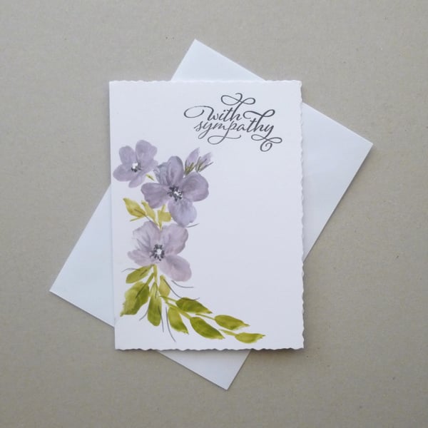 hand painted floral sympathy card( ref F 764 A3 )