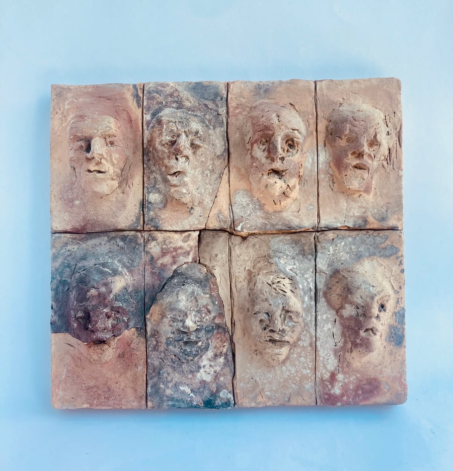 Wall Hanging Ceramic Sculptural Artwork 8 Miniature Character Studies