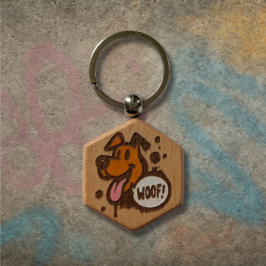 Wacky Dog Keyring: "Woof! Good Boy Charm"