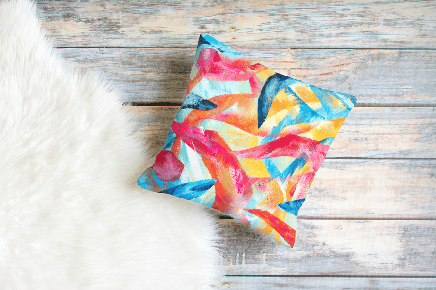  Abstract Art Cushion, Colourful and Bright Home Decor, FREE UK Delivery