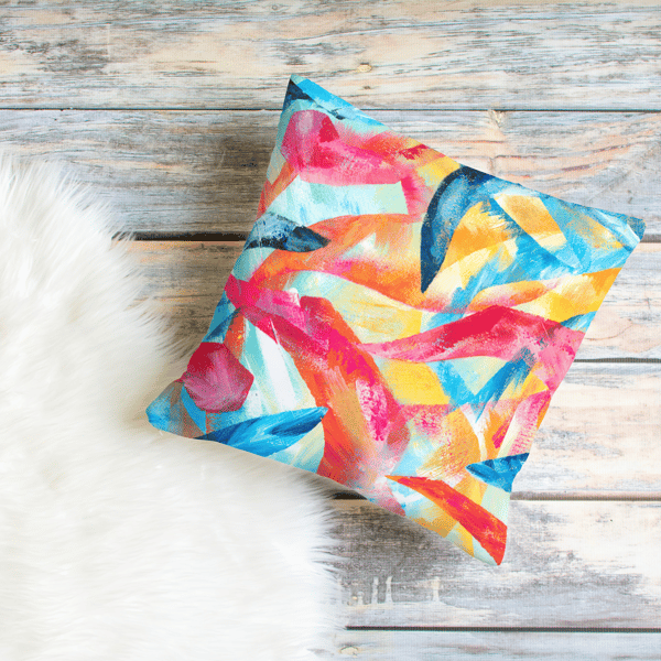  Abstract Art Cushion, Colourful and Bright Home Decor, FREE UK Delivery