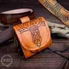 Handmade Viking Leather Pouch: Veles Embossing - Medieval, Pagan Hip-bag