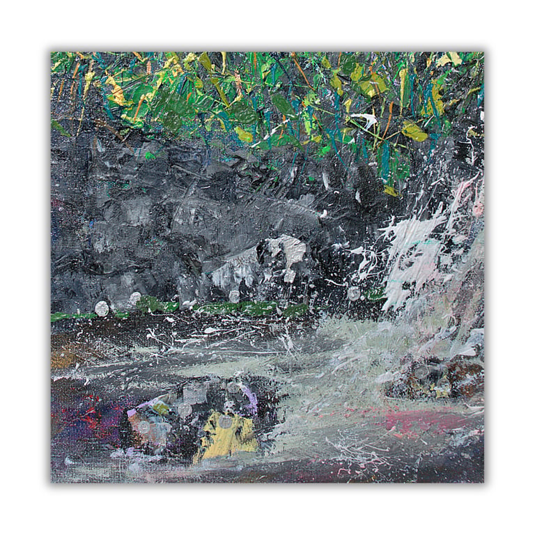 Landscape acrylic painting - rockpool - waterfall - nature - letterbox gift