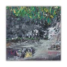 Landscape acrylic painting - rockpool - waterfall - nature - letterbox gift