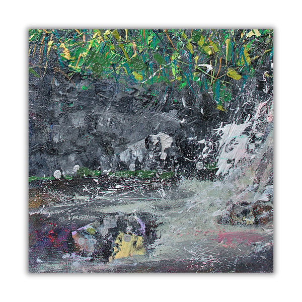 Landscape acrylic painting - rockpool - waterfall - nature - letterbox gift