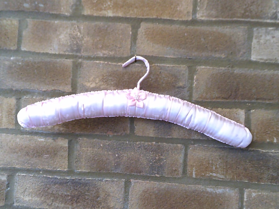 Pink Satin Padded Coat Hanger
