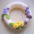 Crochet wreath. Spring wreath pattern. Photo tutorial. PDF pattern. 