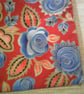 Medium Jute Bag with Mauve Flowers on a Red Background Pocket - Image 5