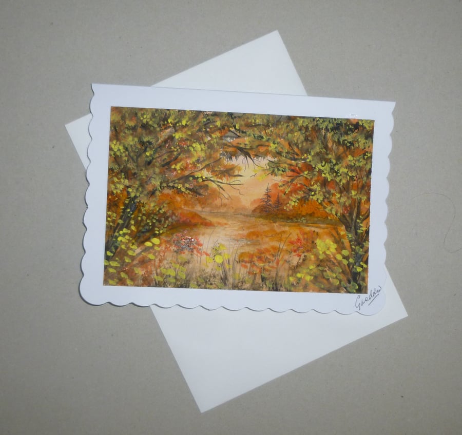 original art watercolour landscape hand painted greetings card ( ref FA477 M3