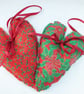 Christmas Traditional Fabric Hanging Heart one pair. - Image 1