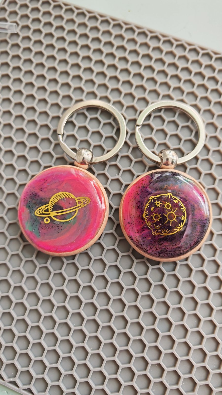 Galaxy Resin Keychain: Handmade Planet Space Charm