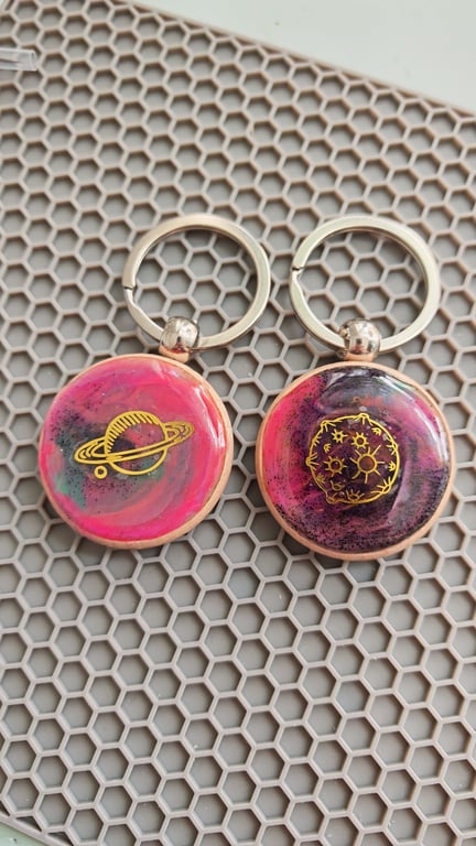 Galaxy Resin Keychain: Handmade Planet Space Charm