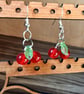 Redcurrant Glass Bead & Silver Drop Earrings - Fruit Novelty Earrings  - Image 3