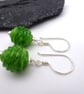 green ribbed lampwork glass earrings - Image 3