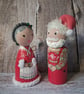 Mr & Mrs Christmas hand painted peg doll set. - Image 3