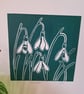 An original handprinted linoprint of snowdrops. - Image 5