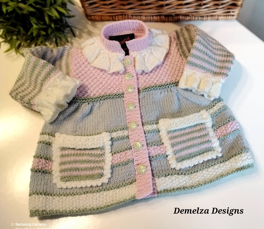 Cosy & Warm Baby Girl's Designer Knitted Dress-Jacket  9-18 months size 