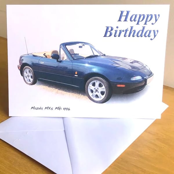Mazda MX5 Mk1 1996 - Birthday, Anniversary, Retirement or Plain Card