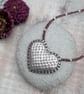 Sterling Silver Patterned Heart Necklace with Rhodolite Garnet - JBJ7018