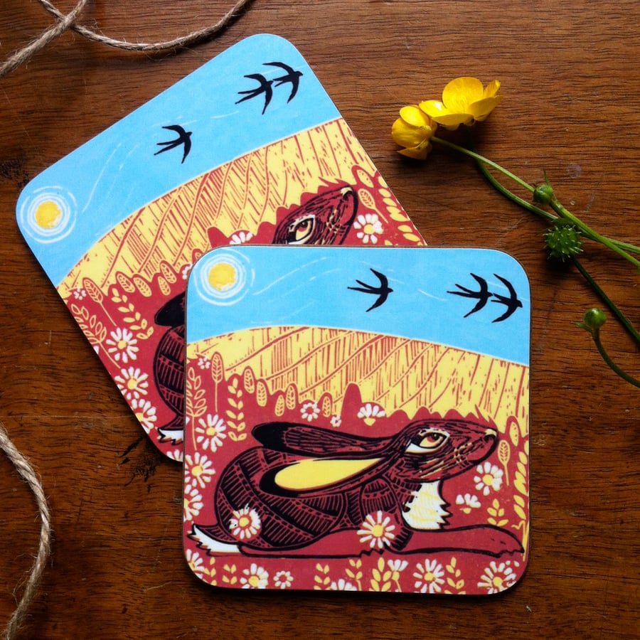 Hare Meadow coasters (Set of two)