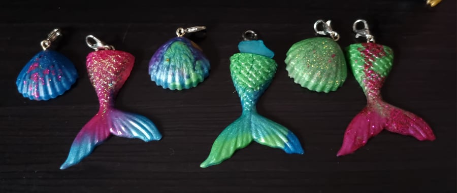 Mermaid tail keyrings (Sea greens and blue)
