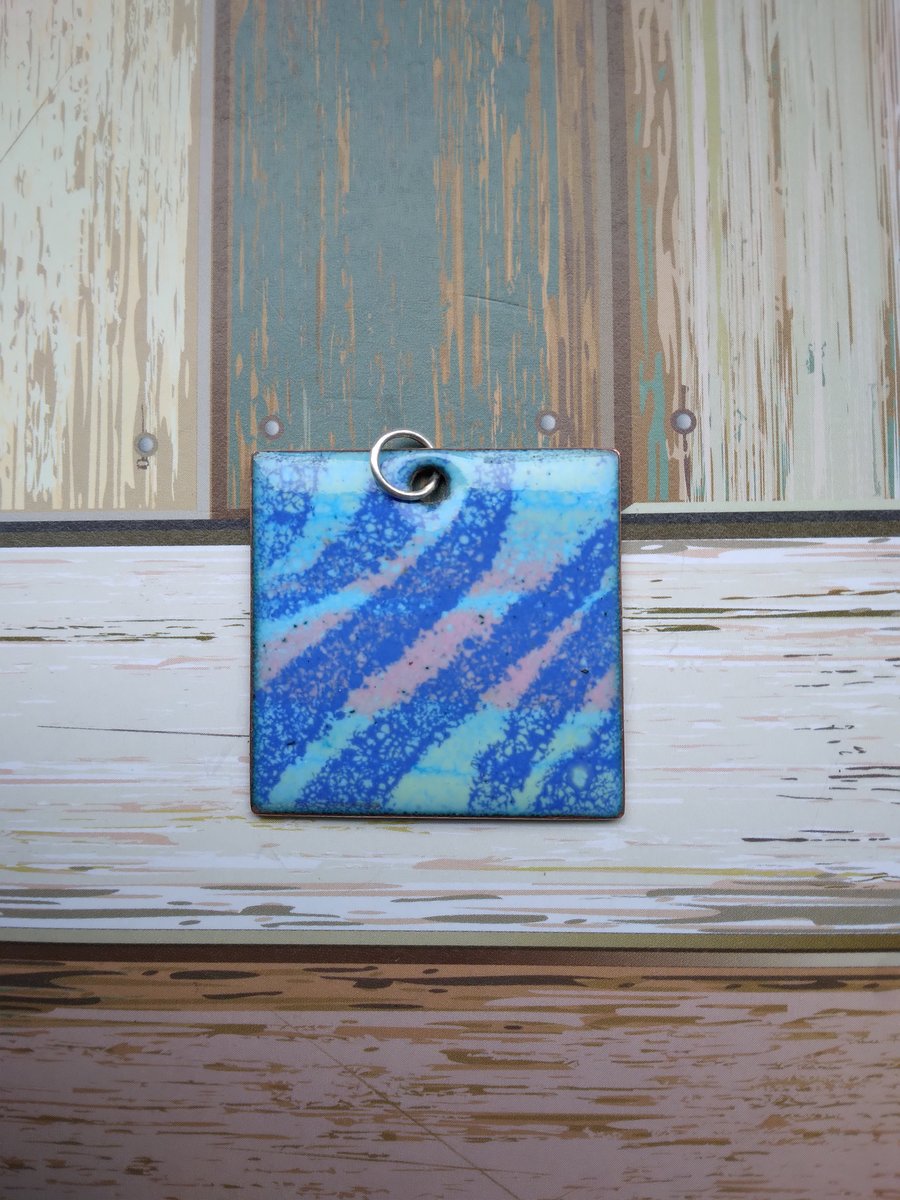  Large square multicoloured copper enamelled pendant 249