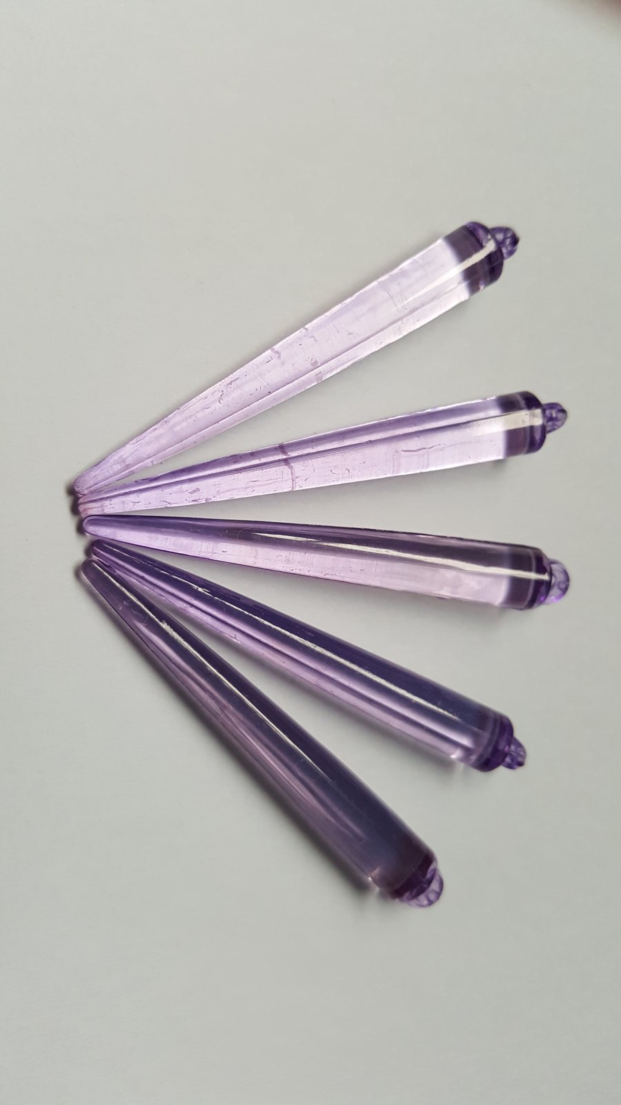 15 x Acrylic Spike Pendant Drops - 52mm - Purple 