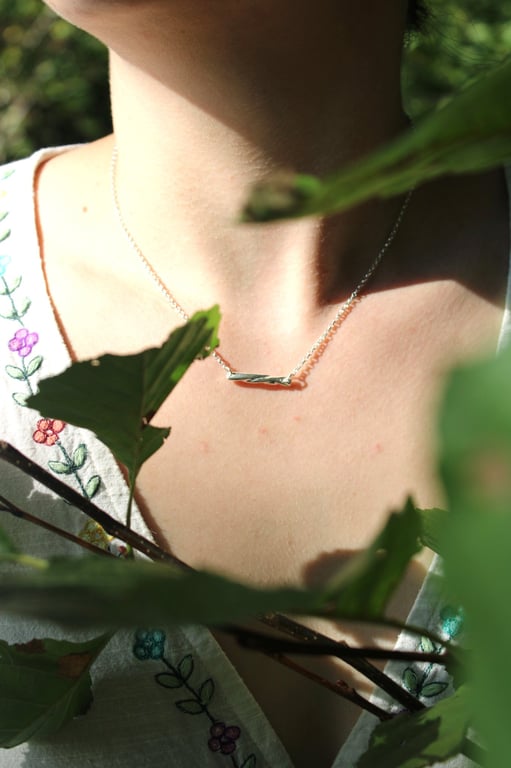 'Whirl' Bar Necklace – Delicate Swirl, Minimalist Sculptural Everyday Jewellery