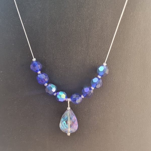 Blue drop charm necklace 