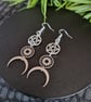 Witchy Celestial Dangle Earrings Gothic Pentagram Moon Earrings Pagan Wiccan Jew - Image 3