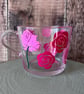 Rose Glass Mug, Floral Glass Mug, Summer Flower Cup, Botanical Gift, - Image 1