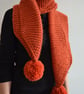 The Pom. Large Oversized Super Chunky Alpaca Wool Scarf with Pompoms. Orange - Image 2
