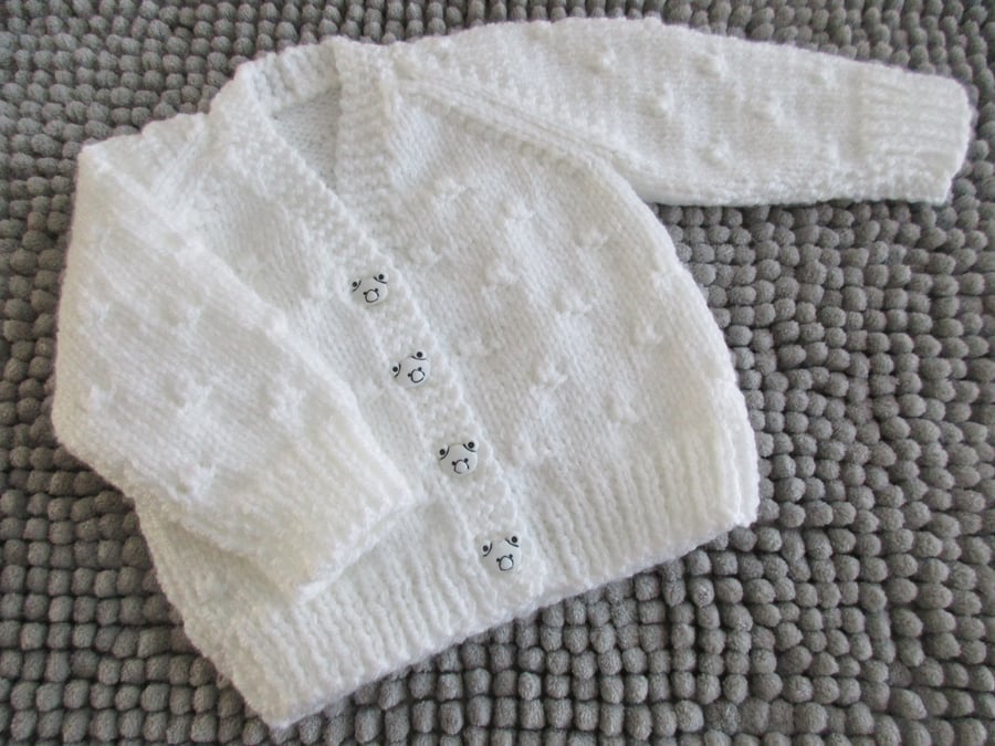  14" Newborn Girls Knots Patterned Cardigan