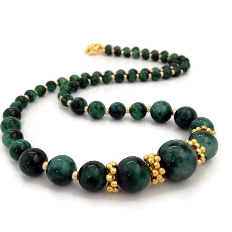 SALE - Gold Plated Green Quartz Necklace