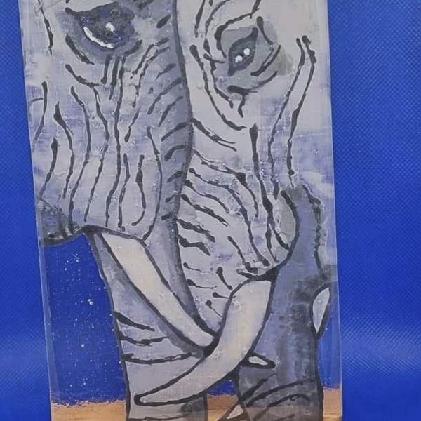 Handmade fused glass, freestanding elephant art